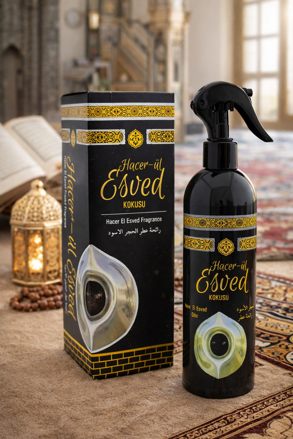 Kabe Örtüsü Kokusu & Hacerül Esved Kokusu Alkolsüz Oda Kokusu Spreyi 400 ml İkili Manevi Atmosfer Seti