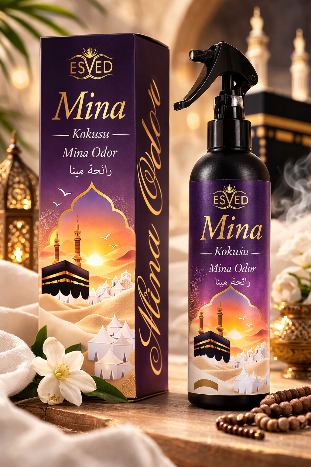 Mina Kokusu Alkolsüz Oda Kokusu Sprey 400 ml | Kalıcı Cami, Ev ve Mescit Kokusu