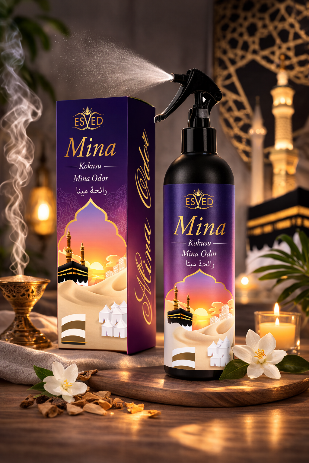 Mina Kokusu Alkolsüz Oda Kokusu Sprey 400 ml | Kalıcı Cami, Ev ve Mescit Kokusu