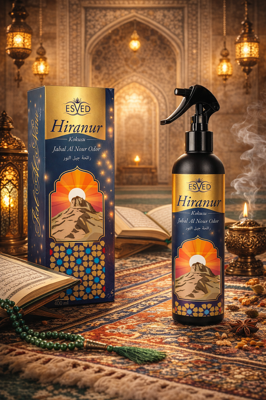 Hiranur Kokusu Alkolsüz Oda Kokusu Sprey 400 ml | Kalıcı Cami, Ev ve Mescit Kokusu