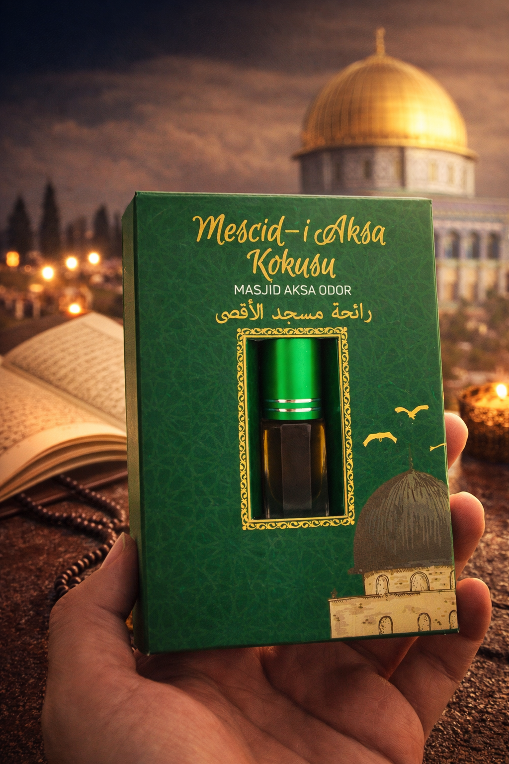Mescidi Aksa Kokusu Alkolsüz Roll On Parfüm 3 ml – Kalıcı Esans, Hediyelik Kutulu İslami Koku