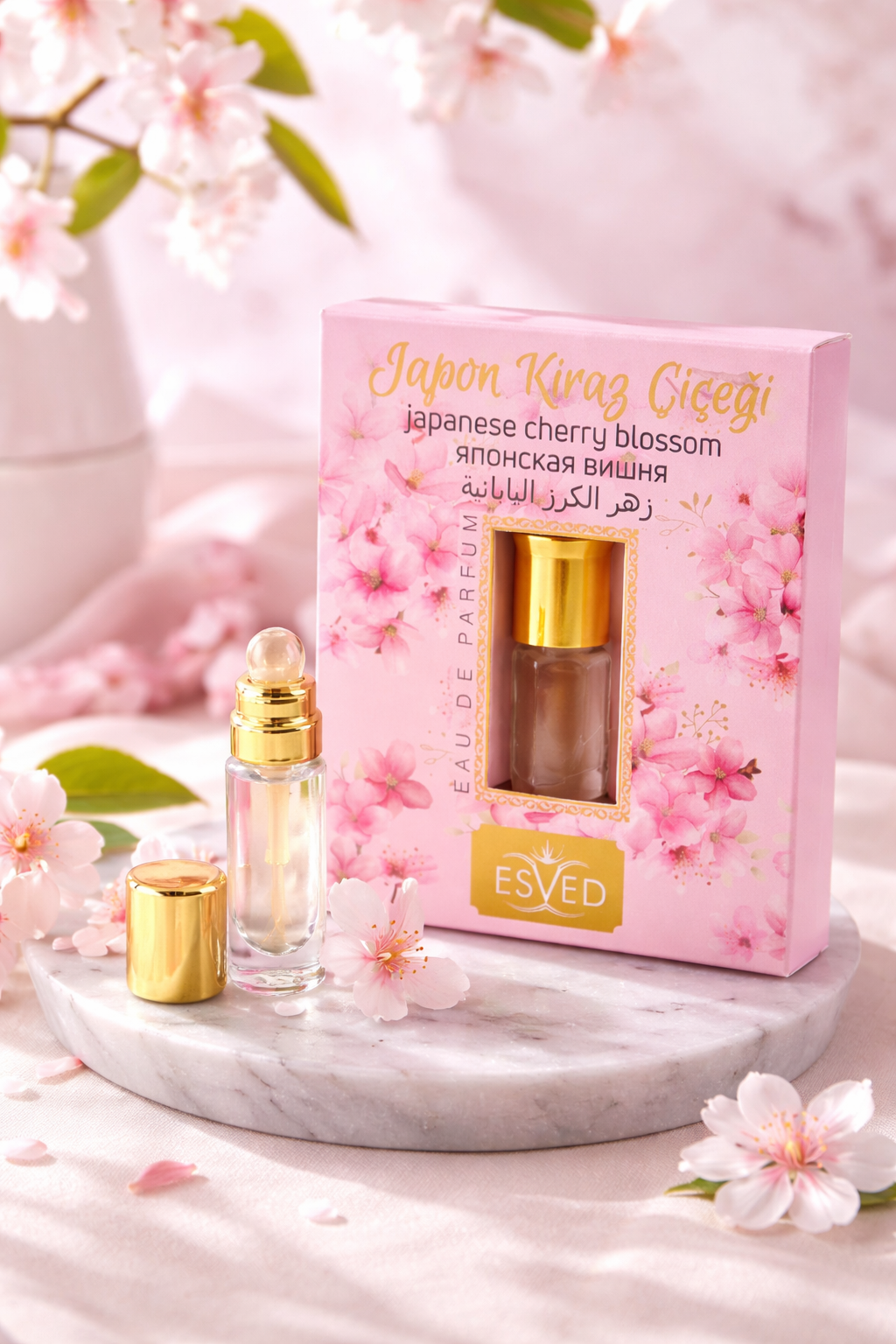 Japon Kiraz Çiçeği Kokusu Alkolsüz Roll On Parfüm 3 ml – Sakura Esansı Kalıcı Koku Hediyelik Kutulu